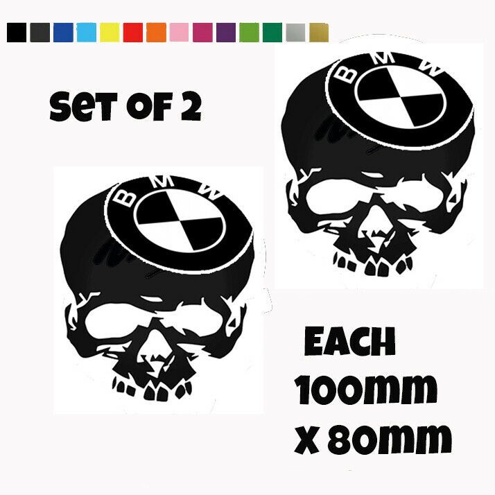 2x BMW Skull Motorbike Decals Stickers Fairings Panniers Helmet Car Motorcycle