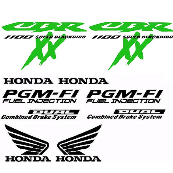 Decal Set for Honda CBR Blackbird Motorcycle Bellypan Fairings Panniers Bike
