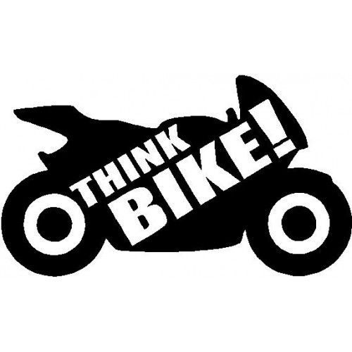 THINK BIKE biker motorbike safety vinyl sticker sign car van helmet LARGE UK