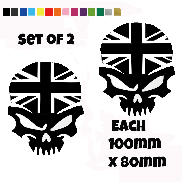 Union Jack Skull Stickers(BRIGHT RED)